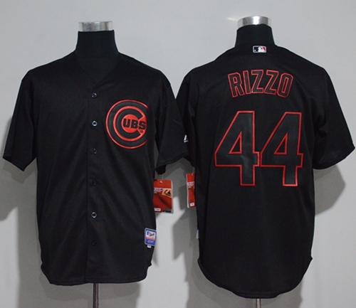 Cubs #44 Anthony Rizzo Black Strip Stitched MLB Jersey